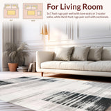 Ultra Soft Area Rug, Non Slip, Stain Resistant, Washable Area Rugs for Living Room, Bedroom, Graphic Dual-Tone Striped Rug with Alternating Black White Linear Bands(Gray)