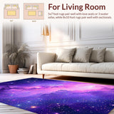 Ultra Soft Area Rug, Non Slip, Stain Resistant, Washable Area Rugs for Living Room, Bedroom, Vibrant Abstract Cosmic Swirls(Purple)