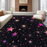 Ultra Soft Area Rug, Non Slip, Stain Resistant, Washable Area Rugs for Living Room, Bedroom, Energetic Rainbow Starry Arrangement(Black)
