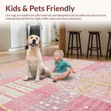 Ultra Soft Area Rug, Non Slip, Stain Resistant, Washable Area Rugs for Living Room, Bedroom, Coquette Carpet, Pink and White Bow Art(Pink)
