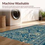 Ultra Soft Area Rug, Non Slip, Stain Resistant, Washable Area Rugs for Living Room, Bedroom, Rustic Neutral Farmhouse Kitchen Non-Slip Rug Set(Blue)