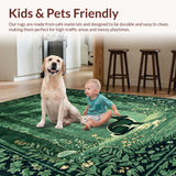 Ultra Soft Area Rug, Non Slip, Stain Resistant, Washable Area Rugs for Living Room, Bedroom, Rustic Forest Animal Motif(Green)