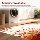 Ultra Soft Area Rug, Non Slip, Stain Resistant, Washable Area Rugs for Living Room, Bedroom, Rustic Harvest Medley with Burnt Orange Leaf Motifs and Earthtone Borders(Orange)