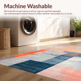 Ultra Soft Area Rug, Non Slip, Stain Resistant, Washable Area Rugs for Living Room, Bedroom, Peach/Blue Color Block Rug for Floor(Gray)