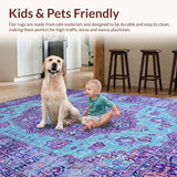 Ultra Soft Area Rug, Non Slip, Stain Resistant, Washable Area Rugs for Living Room, Bedroom, Luxurious Textured Geometric Layout(Blue)