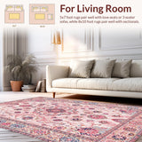 Ultra Soft Area Rug, Non Slip, Stain Resistant, Washable Area Rugs for Living Room, Bedroom, Pastel Pink Antique Artistry(Pink)
