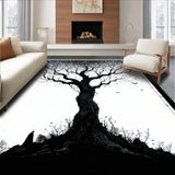 Ultra Soft Area Rug, Non Slip, Stain Resistant, Washable Area Rugs for Living Room, Bedroom, Contemporary Graphic Forest Imagery(Black)