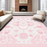 Ultra Soft Area Rug, Non Slip, Stain Resistant, Washable Area Rugs for Living Room, Bedroom, Vibrant Coral Seaside Charm(Pink)