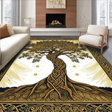 Ultra Soft Area Rug, Non Slip, Stain Resistant, Washable Area Rugs for Living Room, Bedroom, Cozy Abstract Nature Expressions(Gold)