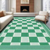 Ultra Soft Area Rug, Non Slip, Stain Resistant, Washable Area Rugs for Living Room, Bedroom, Rustic Modernist Checkered Appeal(Green)