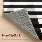 Ultra Soft Area Rug, Non Slip, Stain Resistant, Washable Area Rugs for Living Room, Bedroom, Elegant Striped Rug With Symmetrical Black And White Banding Pattern(Black)