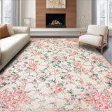 Ultra Soft Area Rug, Non Slip, Stain Resistant, Washable Area Rugs for Living Room, Bedroom, Sophisticated Distressed Floral Design(Ivory)