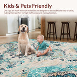 Ultra Soft Area Rug, Non Slip, Stain Resistant, Washable Area Rugs for Living Room, Bedroom, Stylish Vintage Medallion Touches(White)
