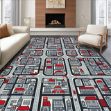 Ultra Soft Area Rug, Non Slip, Stain Resistant, Washable Area Rugs for Living Room, Bedroom, Vibrant Cartoon Cityscape Motif(Gray)