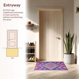 Ultra Soft Area Rug, Non Slip, Stain Resistant, Washable Area Rugs for Living Room, Bedroom, Lavish Diamond Trellis Visual Appeal(Purple)