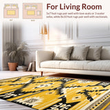 Ultra Soft Area Rug, Non Slip, Stain Resistant, Washable Area Rugs for Living Room, Bedroom, Minimalist Cream and Brown Textures(Yellow)