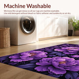 Ultra Soft Area Rug, Non Slip, Stain Resistant, Washable Area Rugs for Living Room, Bedroom, Vibrant Floral Round Design(Purple)