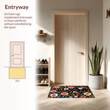 Ultra Soft Area Rug, Non Slip, Stain Resistant, Washable Area Rugs for Living Room, Bedroom, Chic Modern Insect Illustration(Black)