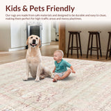 Ultra Soft Area Rug, Non Slip, Stain Resistant, Washable Area Rugs for Living Room, Bedroom, Neutral Light Boho Pattern(Pink)