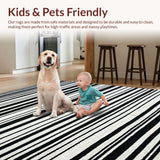 Ultra Soft Area Rug, Non Slip, Stain Resistant, Washable Area Rugs for Living Room, Bedroom, Black and White Striped Rug(Black)