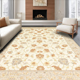 Ultra Soft Area Rug, Non Slip, Stain Resistant, Washable Area Rugs for Living Room, Bedroom, Low Pile Area Non Slip Beige Floral Design(Beige)