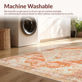 Ultra Soft Area Rug, Non Slip, Stain Resistant, Washable Area Rugs for Living Room, Bedroom, Neutral Toned Abstract Medallion(Orange)