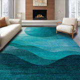 Ultra Soft Area Rug, Non Slip, Stain Resistant, Washable Area Rugs for Living Room, Bedroom, Stylish Round Rug with Fluid Ombre Design in Rich Teal Tones(Blue)