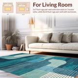 Ultra Soft Area Rug, Non Slip, Stain Resistant, Washable Area Rugs for Living Room, Bedroom, Elegant Grey Toned Minimalist Artwork(Blue)