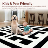 Ultra Soft Area Rug, Non Slip, Stain Resistant, Washable Area Rugs for Living Room, Bedroom, Geometric Black Stair Mats Slip Resistant Design(Black)