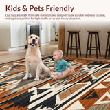 Ultra Soft Area Rug, Non Slip, Stain Resistant, Washable Area Rugs for Living Room, Bedroom, Lively Geometric Southwestern Composition(Brown)