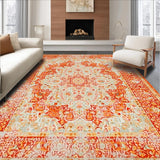 Ultra Soft Area Rug, Non Slip, Stain Resistant, Washable Area Rugs for Living Room, Bedroom, Cozy Whimsical Geometric Arrangement(Orange)