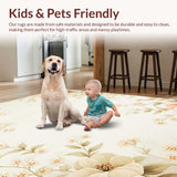 Ultra Soft Area Rug, Non Slip, Stain Resistant, Washable Area Rugs for Living Room, Bedroom, Floral Serenity Beige Elegant Bath Non Slip Shower(Ivory)