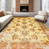 Ultra Soft Area Rug, Non Slip, Stain Resistant, Washable Area Rugs for Living Room, Bedroom, Chic Vintage Tiled Arrangement(Yellow)