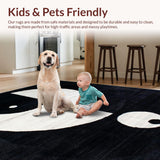 Ultra Soft Area Rug, Non Slip, Stain Resistant, Washable Area Rugs for Living Room, Bedroom, Elegant Black and White Symmetrical Art(Black)