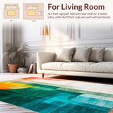 Ultra Soft Area Rug, Non Slip, Stain Resistant, Washable Area Rugs for Living Room, Bedroom, Chic Transitional Organic Shapes(Orange)