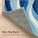 Ultra Soft Area Rug, Non Slip, Stain Resistant, Washable Area Rugs for Living Room, Bedroom, Serene Coastal Fluid Motif(Blue)