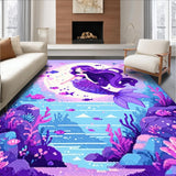 Ultra Soft Area Rug, Non Slip, Stain Resistant, Washable Area Rugs for Living Room, Bedroom, Whimsical Pastel Mermaid Aesthetic(Purple)