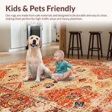 Ultra Soft Area Rug, Non Slip, Stain Resistant, Washable Area Rugs for Living Room, Bedroom, Luxurious Earth Tone Trellis Design(Orange)