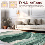 Ultra Soft Area Rug, Non Slip, Stain Resistant, Washable Area Rugs for Living Room, Bedroom, Elegant Sage Green Geometric Motif(Green)