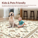Ultra Soft Area Rug, Non Slip, Stain Resistant, Washable Area Rugs for Living Room, Bedroom, Floral Boho Kitchen for(Ivory)
