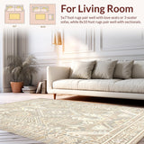Ultra Soft Area Rug, Non Slip, Stain Resistant, Washable Area Rugs for Living Room, Bedroom, Rustic Vintage Diamond Print(Beige)
