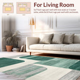 Ultra Soft Area Rug, Non Slip, Stain Resistant, Washable Area Rugs for Living Room, Bedroom, Artistic Modern Distressed Texture(Green)