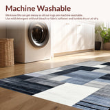 Ultra Soft Area Rug, Non Slip, Stain Resistant, Washable Area Rugs for Living Room, Bedroom, Contemporary Abstract Grey Tones(Blue)