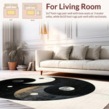 Ultra Soft Area Rug, Non Slip, Stain Resistant, Washable Area Rugs for Living Room, Bedroom, Dynamic Monochrome Trigram Arrangement(Black)
