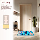 Ultra Soft Area Rug, Non Slip, Stain Resistant, Washable Area Rugs for Living Room, Bedroom, Bright Childlike Ocean Scene(Blue)