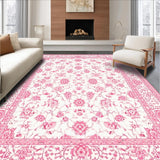 Ultra Soft Area Rug, Non Slip, Stain Resistant, Washable Area Rugs for Living Room, Bedroom, Artful Distressed Floral Visualization(White)