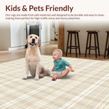 Ultra Soft Area Rug, Non Slip, Stain Resistant, Washable Area Rugs for Living Room, Bedroom, Artisan Beige Checkered Area Geometric Grid(Beige)