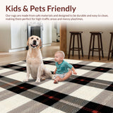 Ultra Soft Area Rug, Non Slip, Stain Resistant, Washable Area Rugs for Living Room, Bedroom, Checkered Minimalist Home Office Easy Clean Carpet(Beige)