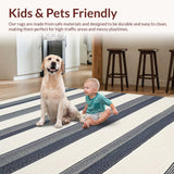 Ultra Soft Area Rug, Non Slip, Stain Resistant, Washable Area Rugs for Living Room, Bedroom, Stylish Contemporary Graphic Stripe Expression(White)