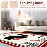 Ultra Soft Area Rug, Non Slip, Stain Resistant, Washable Area Rugs for Living Room, Bedroom, Sleek Minimalist Sea Creature Style(Black)